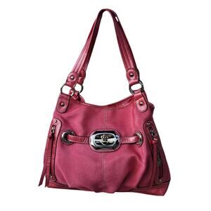 Kathy Van Zeeland Coral Faux Patent Leather Shoulder Handbag